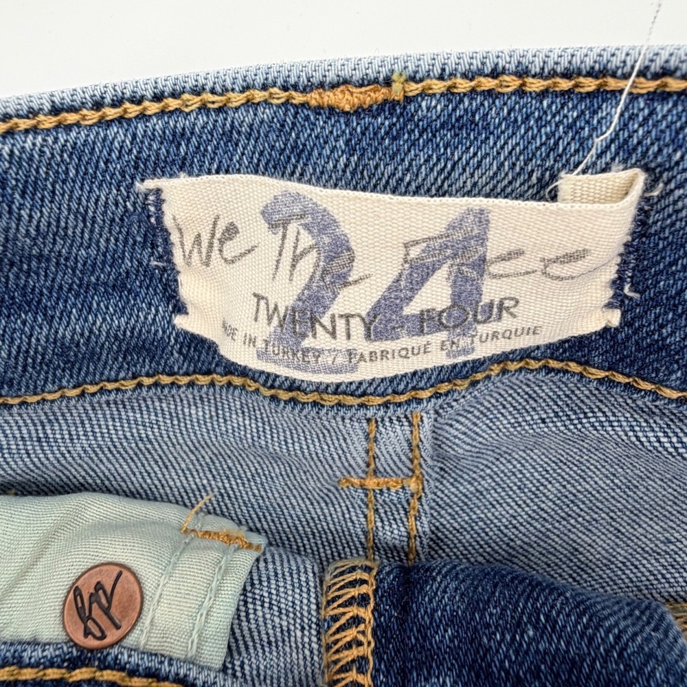 Free People We The Free Skinny Jeans Womens‎ 24 Light Blue Distressed Raw Hem - Picture 5 of 9